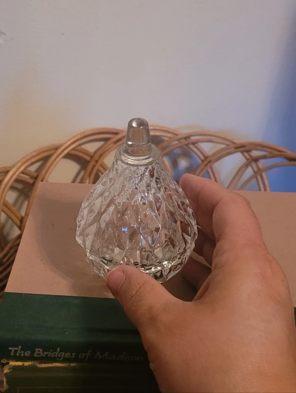 Vintage Pessed Glass Pear Shaped Trinket Box - Home Accents